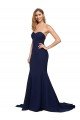 Outlet Fit and Flare Sweetheart Long Formal Crepe Bridesmaid Dress / Prom Dress with Sweep Train