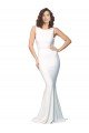 Outlet High Neck Low V-Back Long Formal Crepe Bridesmaid Dress / Prom Dress