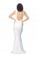 Outlet High Neck Low V-Back Long Formal Crepe Bridesmaid Dress / Prom Dress