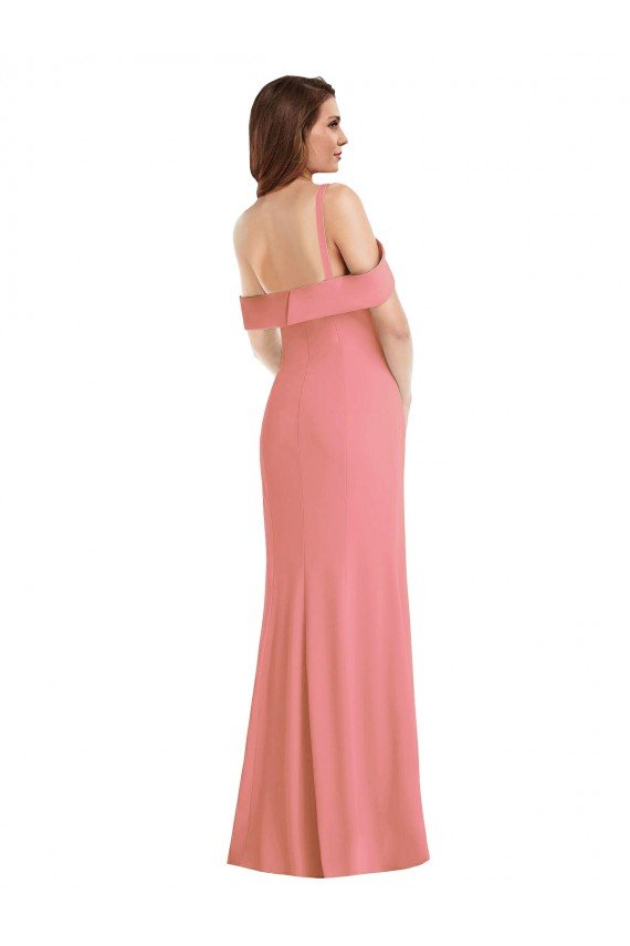 Outlet One Shoulder Draped Cuff Maxi Bridesmaid Dress / Prom Dress with Front Slit
