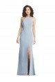 Outlet High Neck Halter Formal Crepe Bridesmaid Dress / Prom Dress with Twist Criss Cross Back