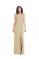 Outlet Wide Strap Slash Cutout Empire Formal Crepe Bridesmaid Dress / Prom Dress with Front Slit