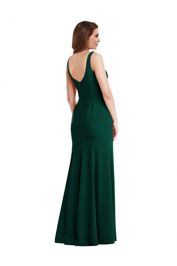 Outlet Square Neck Trumpet Maxi Bridesmaid Dress / Prom Dress with Front Slit