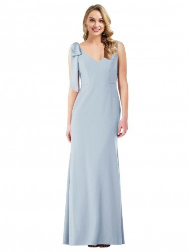 Outlet V-Back Bow Shoulder Trumpet Bridesmaid Dress / Prom Dress