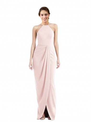 Outlet Halter Draped Tulip Skirt Maxi Bridesmaid Dress / Prom Dress