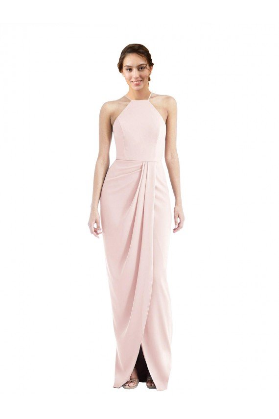 Outlet Halter Draped Tulip Skirt Maxi Bridesmaid Dress / Prom Dress