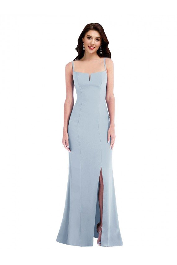 Outlet Flattering Trumpet Maxi Formal Crepe Bridesmaid Dress / Prom Dress with Front Slit