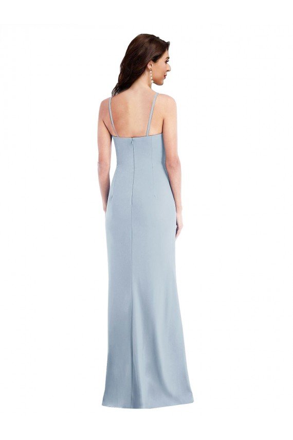 Outlet Flattering Trumpet Maxi Formal Crepe Bridesmaid Dress / Prom Dress with Front Slit