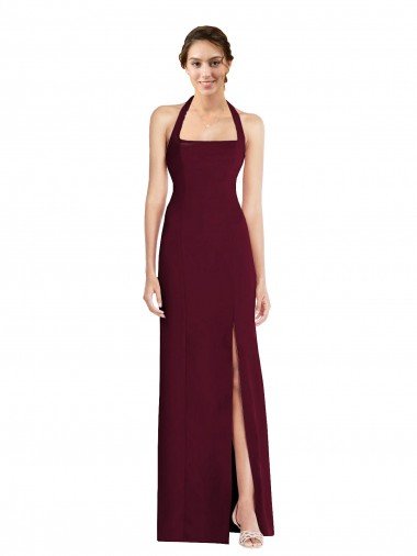 Outlet Tie Halter Open Back Trumpet Bridesmaid Dress / Prom Dress