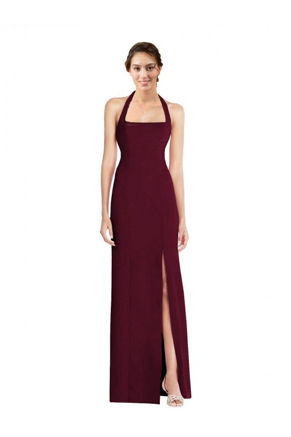 Outlet Tie Halter Open Back Trumpet Bridesmaid Dress / Prom Dress