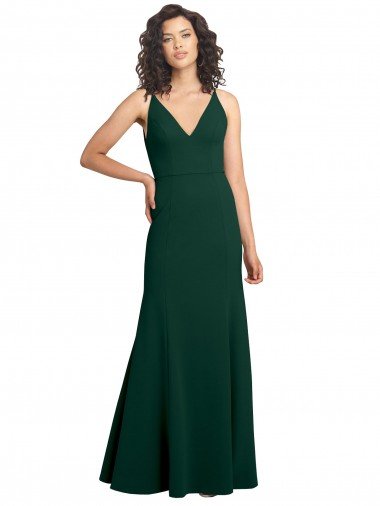 Outlet Form Fitting Stretch Formal Crepe A-Line Bridesmaid Dress / Prom Dress
