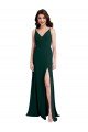 Outlet Slim A-Line V-Neck Full Length Formal Crepe Bridesmaid Dress / Prom Dress with Side Slit