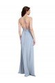 Outlet Fit and Flare High Neck Formal Crepe Bridesmaid Dress / Prom Dress with Side Slit