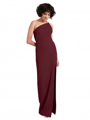 Outlet Sleek One Shoulder Long Formal Crepe Bridesmaid Dress / Prom Dress with Daring Slit