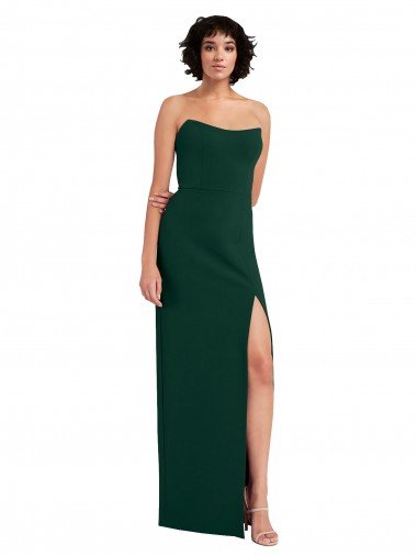Outlet Scooped Strapless Neckline Formal Crepe Bridesmaid Dress / Prom Dress with Side Slit