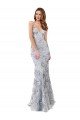 Outlet Silver V-Neckline Backless Floral Patterned Sequin Formal Bridesmaid Dress / Prom Dress