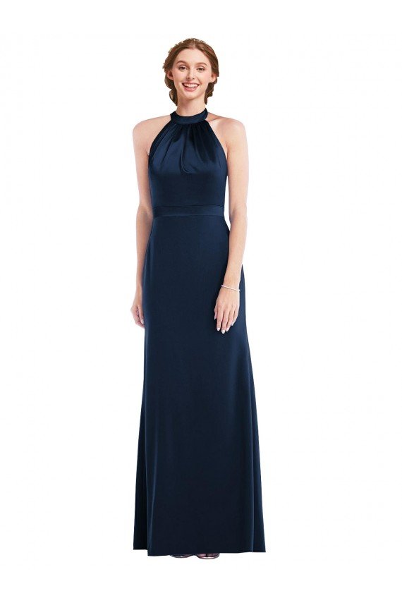 Outlet High Neck Open Back Long Maxi Bridesmaid Dress / Prom Dress