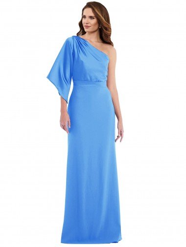 Outlet One Shoulder Bell Sleeves Trumpet Bridesmaid Dress / Prom Dress