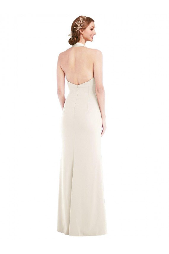 Outlet Halter Tuxedo Maxi Bridesmaid Dress / Prom Dress with Front Slit