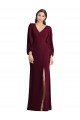 Outlet Long Puff Sleeve V-Neck Trumpet Bridesmaid Maxi Dress