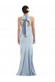 Outlet Cutout Open Back Halter Maxi Formal Crepe Bridesmaid Dress / Prom Dress with Scarf Tie
