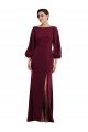 Outlet Bishop Sleeve Open Back Trumpet Formal Crepe Bridesmaid Dress / Prom Dress with Scarf Tie