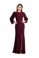 Outlet Puff Sleeves Long Maxi Briddesmaid Dress with Cutout Tie Back