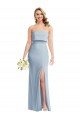 Outlet Strapless Overlay Bodice Crepe Maxi Bridesmaid Dress / Prom Dress with Front Slit