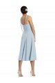 Outlet Midi Cocktail Length Bustier Crepe Bridesmaid Dress / Prom Dress with Back Bow Straps