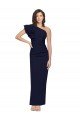 Outlet Ruched Floor Length Long Formal Crepe Bridesmaid Dress / Prom Dress with Shoulder Ruffles