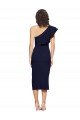 Outlet Ruched Midi Length Short Cocktail Formal Crepe Bridesmaid Dress / Prom Dress with Shoulder Ruffles