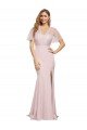 Outlet Crepe Long Sweetheart Neckline Formal Bridesmaid Dress / Prom Dress with Tulle Overlay Shoulders