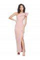 Outlet Full Length One Shoulder Formal Crepe Bridesmaid Dress / Prom Dress with Side Leg Split