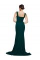 Outlet Fitted Square Neck Long Crepe Bridesmaid Dress / Prom Dress with Train and Side Split