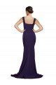 Outlet Square Neck Long Sweep Train Crepe Bridesmaid Dress / Prom Dress with Thick Straps