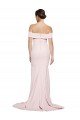 Outlet Off Shoulder Long Formal Crepe Bridesmaid Dress / Prom Dress with Straight Neckline and Side Split