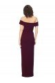Outlet Fitted Full Length Off the Shoulder Formal Crepe Bridesmaid Dress / Prom Dress with Side Split and Waist Tie