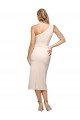 Outlet Midi Length One Shoulder Formal Crepe Bridesmaid Dress / Cocktail Prom Dress with Thigh High Side Split