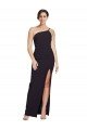 Outlet Long Floor Length Formal Crepe Bridesmaid Dress / Prom Dress with Side Split and One Strap