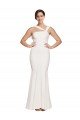 Outlet Full Length Square Neck Formal Crepe Bridesmaid Dress / Prom Dress with Asymmetrical Straps and Bow Back