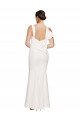 Outlet Full Length Square Neck Formal Crepe Bridesmaid Dress / Prom Dress with Asymmetrical Straps and Bow Back