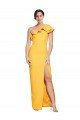 Outlet One Shoulder Floor Length Formal Crepe Bridesmaid Dress / Prom Dress with Thigh High Split