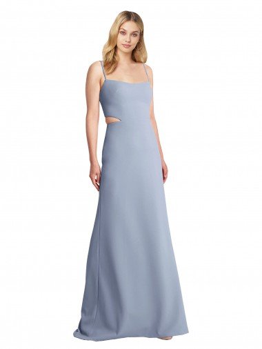 Outlet Feminine Scoop Neckline Long Crepe Slip Bridesmaid Dress / Prom Dress 