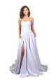 Outlet Simple Sweetheart A-Line Long Crepe Beach Wedding Dress with Front Slit