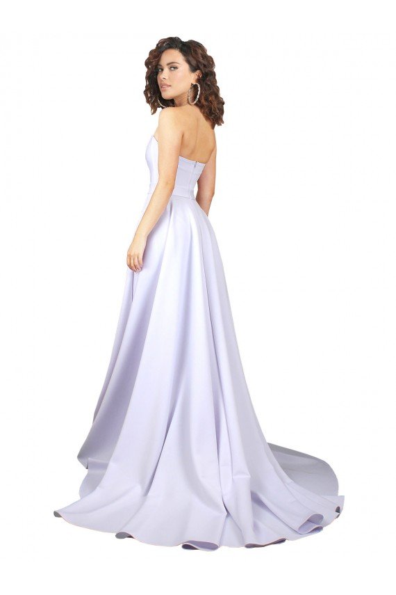 Outlet Simple Sweetheart A-Line Long Crepe Beach Wedding Dress with Front Slit