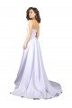 Outlet Simple Sweetheart A-Line Long Crepe Beach Wedding Dress with Front Slit