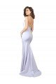 Outlet Simple Mermaid V-Neck Long Crepe Beach Wedding Dress with Right Slit