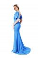 Outlet Short Sleeves Long V-Neck Crepe Bridesmaid Dress / Prom Dress with V-Back