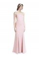 Outlet Square Neck Criss Cross Open Back Slim Crepe Bridesmaid Dress / Prom Dress with Spaghetti Straps