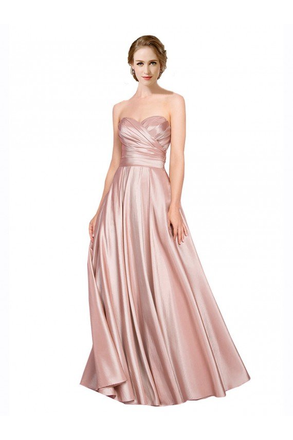 Outlet Long Plated Strapless Sweetheat Formal Stretch Satin Bridesmaid Dress / Prom Dress